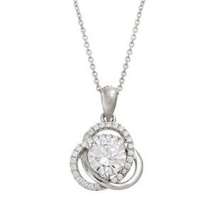 Cubic Zirconia Sterling Silver Love Knot Necklace
